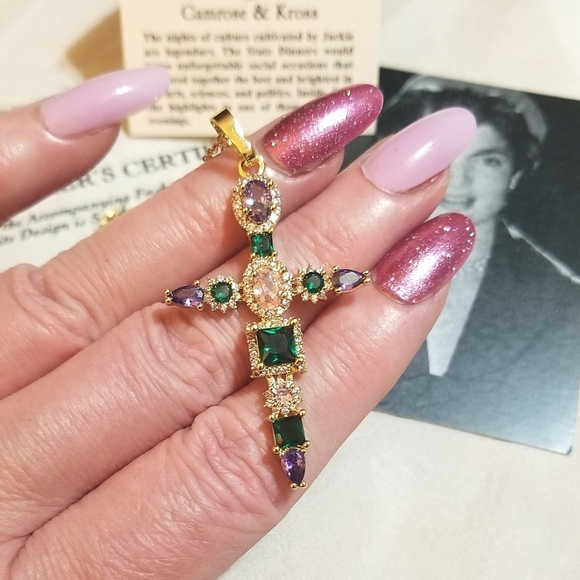 Vintage Jewelry - Jaqueline B. Kennedy Camrose & Cross Necklace